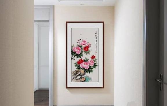 竖版苹果玄关画
:玄关挂什么画好 国画花鸟画装饰家居别致韵味